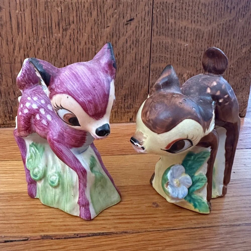Rare Vintage 40s/50s Japan-Marked Ceramic Deer Salt and Pepper Shakers